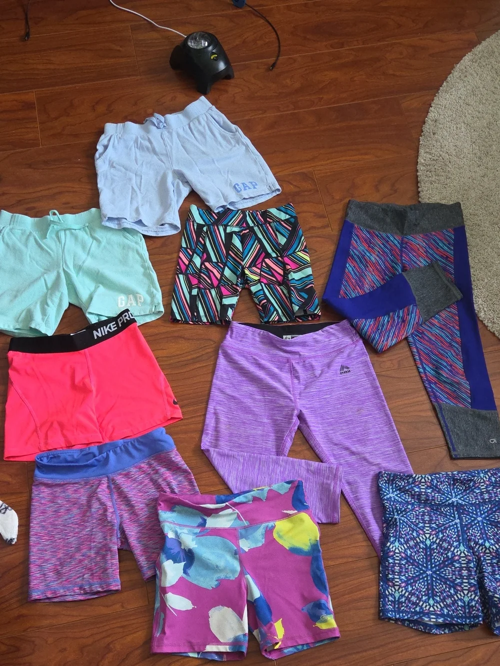 Mixed Purple & Multicolor Active Bottoms Shorts